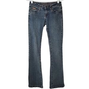 2419 * Bubblegum Low Rise Wide Leg Jeans Medium Wash Size 3/4 Vintage Y2K